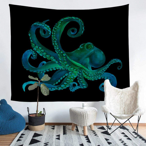 Ocean Kraken Tapiz Para Colgar Pared 3d Pulpo Niño Niña Vida