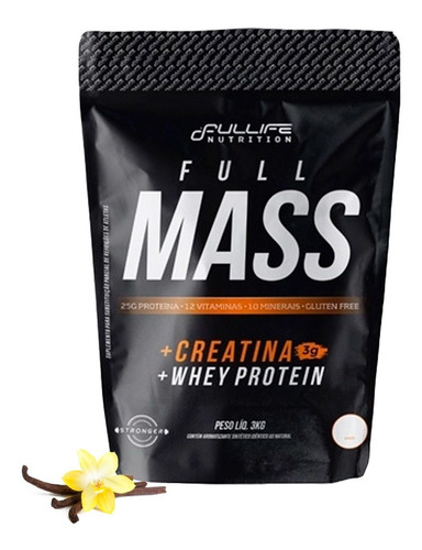 Massa Full Mass Fullife Nutrition 3kg Sabor Baunilha