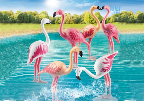 Imagen 3 de 5 de Playmobil Linea Zoo - Banda De Flamencos - 70351