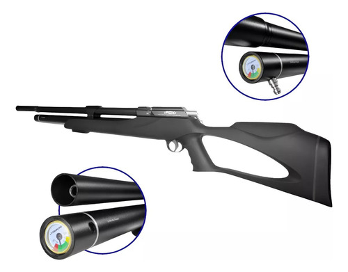 Rifle Pcp Fox M25 Regulado 950 Fps Cerrojo 5,5 / 6,35 Negro 5.5 Mm