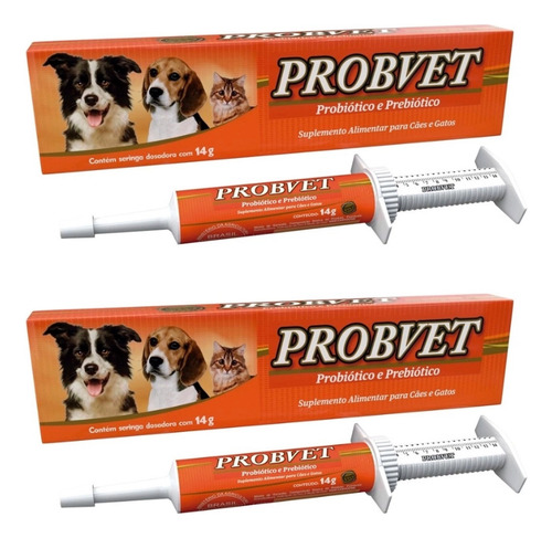 Probvet Probiótico E Prebiótico Cães E Gatos 14g - Kit Com 2