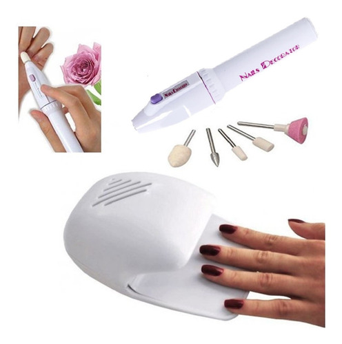 Set De Manicure Torno De Uñas+secador + 5 Pzas 