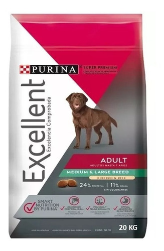 Purina Excellent Adulto 20 Kg Pollo Y Arroz Croquetas