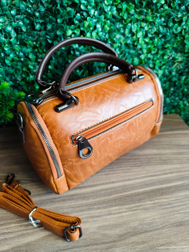 Bolso Suave Portátil Con Correa Para Dama Miel Lisa Níquel Miel
