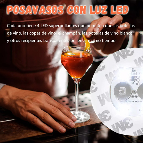 20 Luces Led Pegatinas Para Botellas, Luces Taza Tapete Led