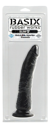 Dildo De Gel Basix Slim 17.5 Cm Negro Con Base De Succión Eg