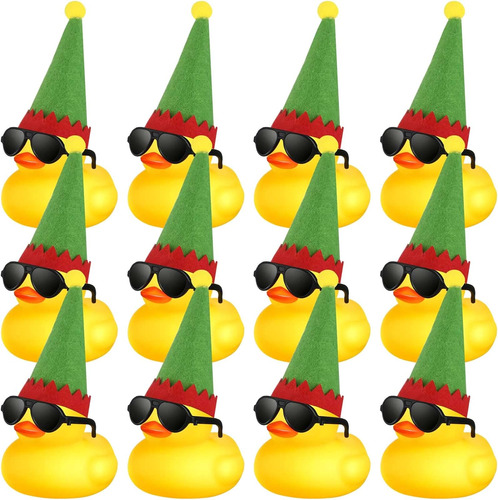 12 Patos De Goma Con Gafas De Sol, Gafas Y Sombreros, Collar