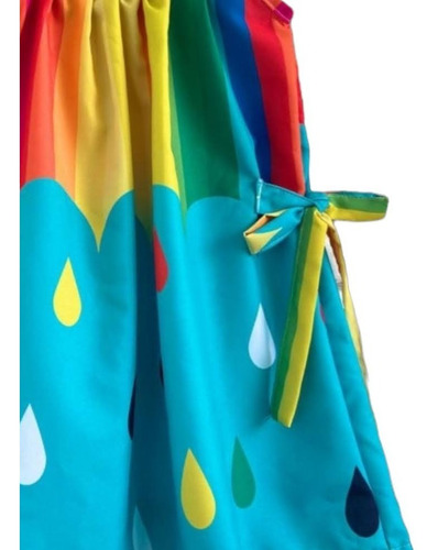 Imagem 2 de 5 de Vestido Infantil Chuva De Amor Arco Íris Colorido Festa