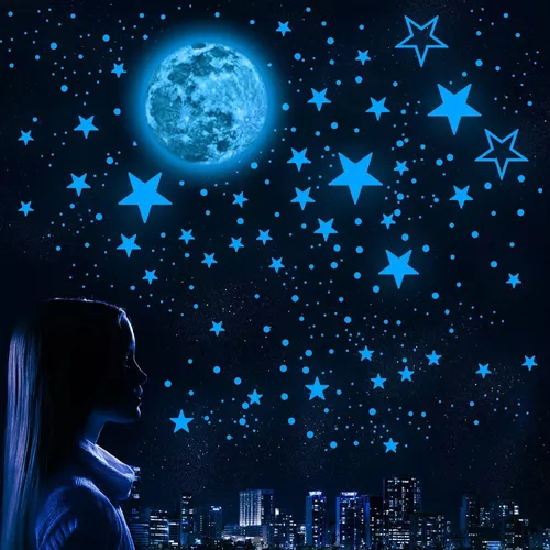 Pegatinas De Pared Con Estrellas Luminosas Y Luna Extraíbles