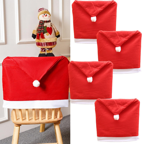 Auwiyd 4 Pcs Funda Para Silla Navideña No Tejida Gorro De Pa