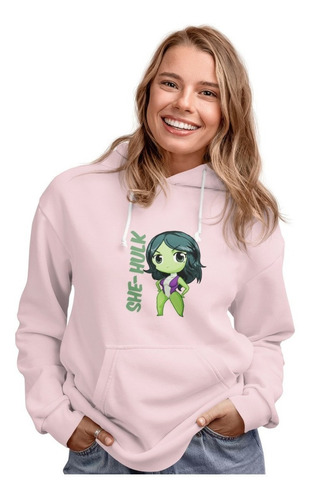 Poleron Dama She Hulk Marvel Heroe Invierno Estampado Algodo