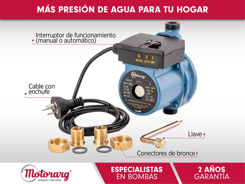 Imagen 4 de 10 de Bomba Presurizadora 2 Baños Motorarg Tip2 270 Watts