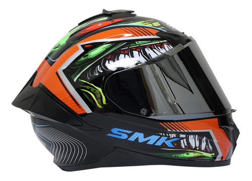 Casco Smk Typhoon Negro/naranja Raptor Gl237 Mica Espejo Cer Tamaño Del Casco L