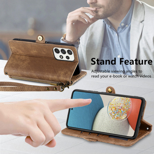 Funda Tipo Cartera De Piel Con Cremallera Para Samsung Solt
