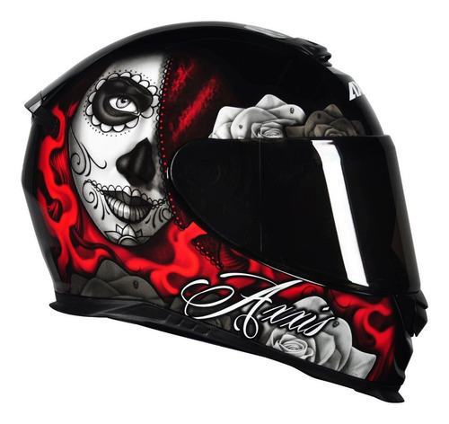 Capacete Axxis Eagle Lady Catrina Gloss Black/red