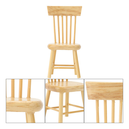 Silla De Comedor De Madera Modelo De Mueble En Miniatura Par