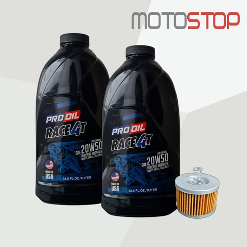 Imagen 2 de 4 de Aceite Pro Oil 20w50 Mineral 2l + Filtro Yamaha Fz 16