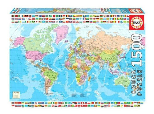Puzzle 1500 Pcs 85x60cm Mapamundi Politico