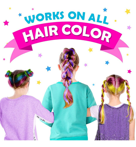 Imagen 6 de 10 de Tizas De Colores Para Pintar Cabello Maquillaje Para Niñas