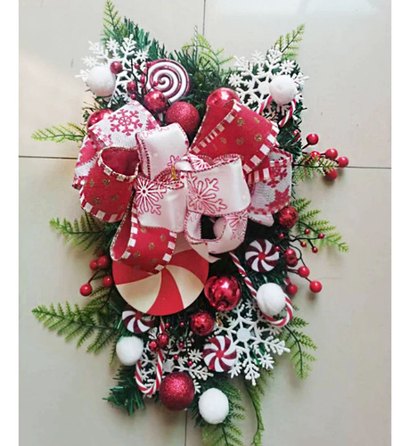 Campana Navideña Caramelo Rojos Árbol Invertido 50 Cm