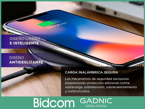Cargador Inalámbrico 15w Carga Rápida Gadnic Portátil Usb C