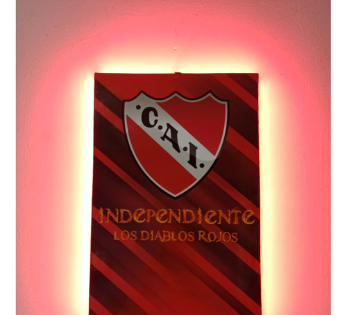 Cuadro Escudo Pared Independiente 30x20 Luz Led Rojo + Tecla