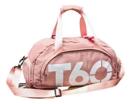 Bolsa Mala T60 Academia Bagagem Viagem C Bolso Impermeável Cor Rosa-claro Desenho do tecido Liso