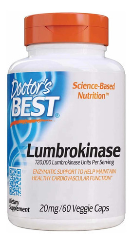 Lumbrokinasa 20mg (60 Cápsulas Veganas) Doctors Best Sabor Sin Sabor