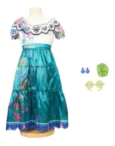 Disfraz Encanto Mirabel Con Gafas Aretes Americano Halloween