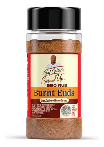Spiced Up By Chef Calvin Burnt Ends Bbq Rub 7.3oz Salado, Du