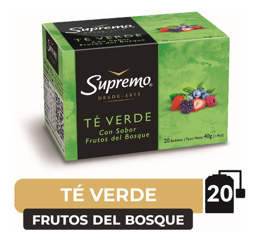 Té Verde Supremo Frutos Del Bosque 20 Bolsitas