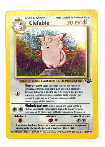 Clefable 1/64 Holo - Carta Original De Pokémon Jungle 2000