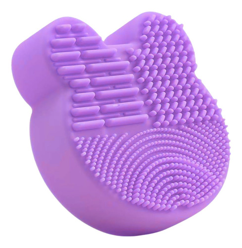 Limpia Brochas Maquillaje Estuche Esponja En Seco Formas Color Oso Morado