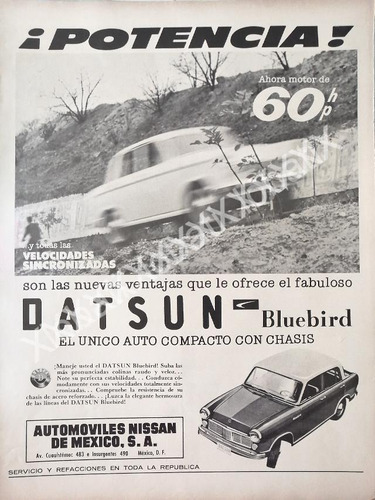 Cartel Retro Autos Nissan Datsun Bluebird 1961 /805