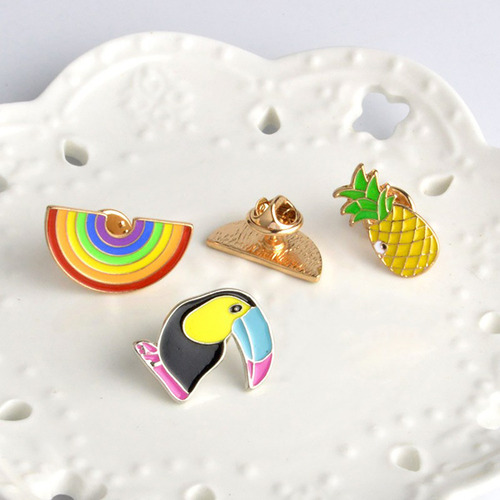 Broches Con Forma De Sandía Y Tucán, 4 Unidades Y