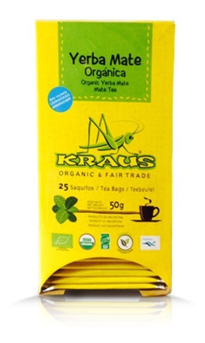 Kraus Yerba Mate Orgánica 25 Bolsitas / Que Té Quieres