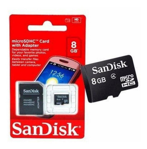 Cartão De Memória 8gb Sandisk Micro Sd Com Adaptador