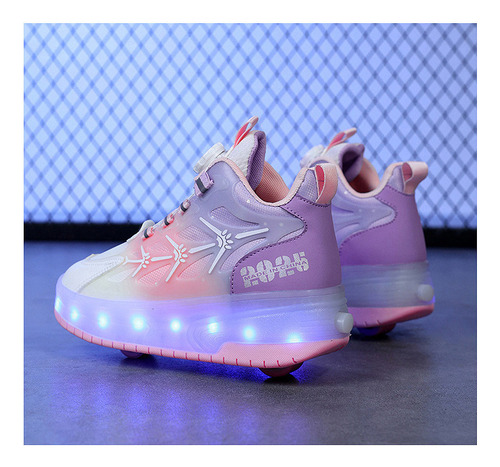 Tenis Patin Patines Led Con 4 Ruedas /zapatos Deportivos