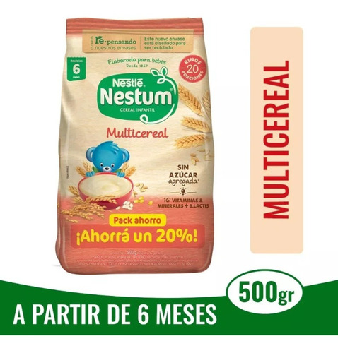 Nestum Cereal Infantil Multicereal Sin Azúcar Agregada X 500