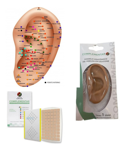 Kit Auriculoterapia Iniciante Mapa Orelha Agulha