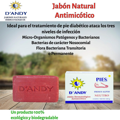 6 Pack Jabón Natural Dermatológico Antimicótico, Dandy