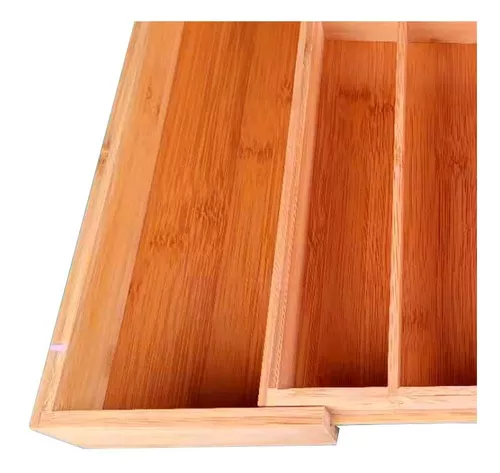 Organizador de cubiertos de bamboo extensible