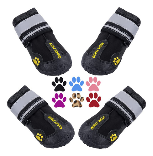 Qumy - Botas Impermeables Para Perros Grandes, Con Tiras Ref