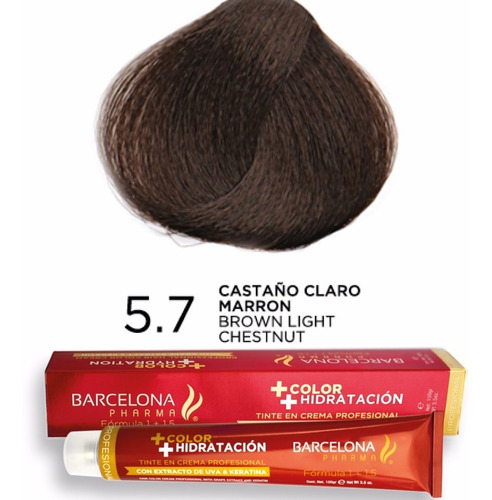  Tinte Profesional Crema Barcelona Pharma 100g Keratina Bf-tp Tono 5.7 castaño claro marrón