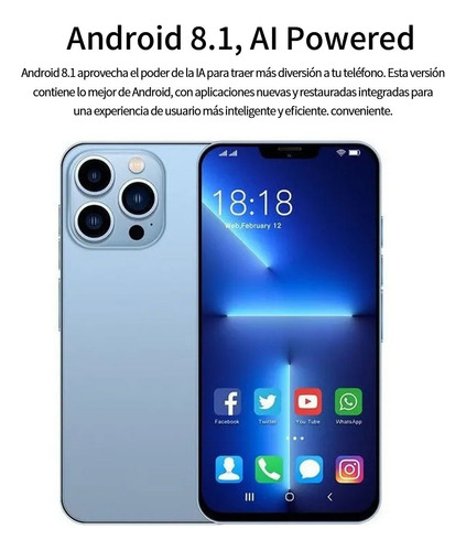 Smartphones Android Baratos I13 Pro Max 6.6 In Ram 1 Gb Y Rom 16 Gb Blue