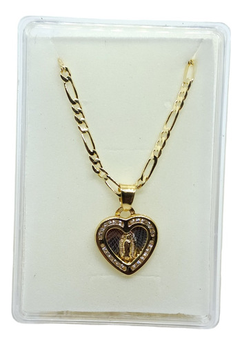 Medalla De Virgen Corazón Oro Lam. 2 Cm +cadena Torsal+envio