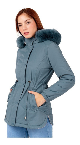 Campera Reversible Mujer By Indra Color Celeste Con Crema