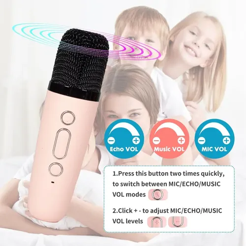 Máquina de karaoke para niños, altavoz Bluetooth portátil con 2 micrófonos, juguetes de karaoke regalos para niños, máquina de canto para niñas de 3, 4, 5, 6, 7, 8, 9, 10