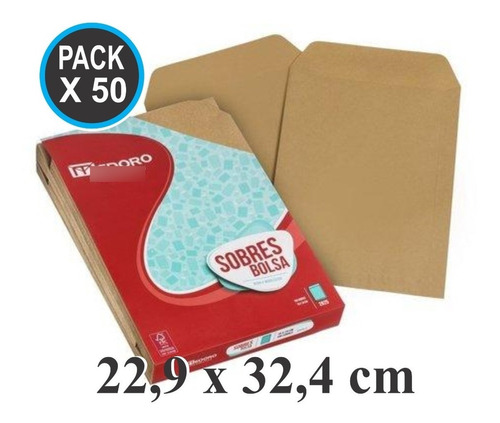 Sobres Manila Kraft Madera 22,9x32,4 Para Papel A4 Pack X50