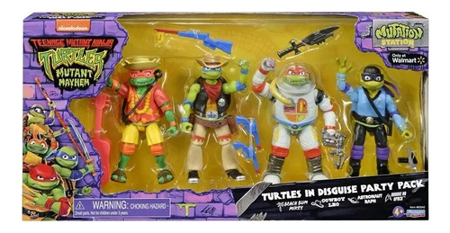 Tortugas Ninja Mutantes Mayhem Set 4 Figuras Con Disfraz